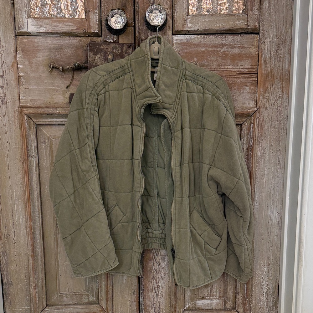 Free People Olive Quilted Jacket